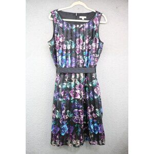 Est. 1962 Sheer Striped Dark Floral Dress-Size 16-Whimsigoth-Lined